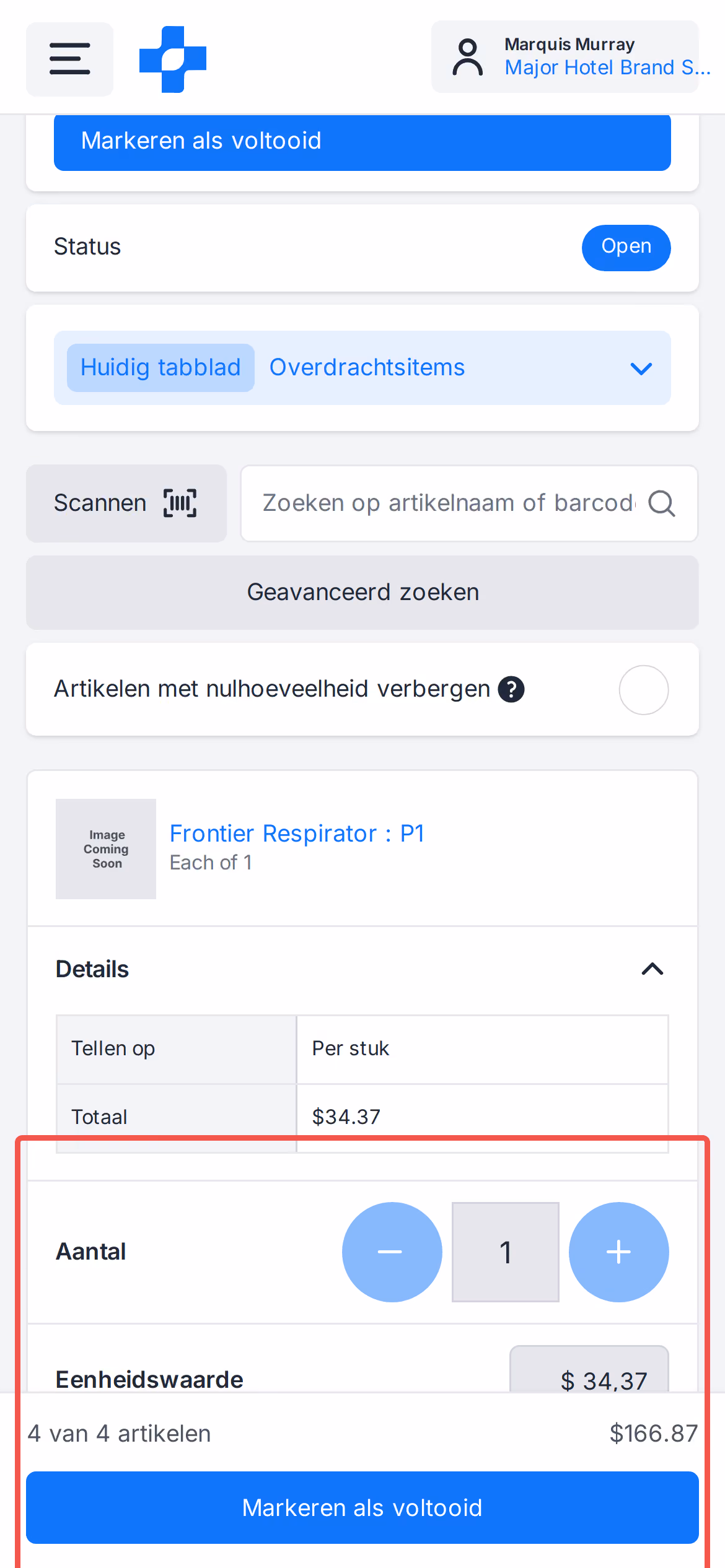 Mobiele overdrachtshoeveelheid-stappenregelaar en vastgezette goedkeuringsbalk