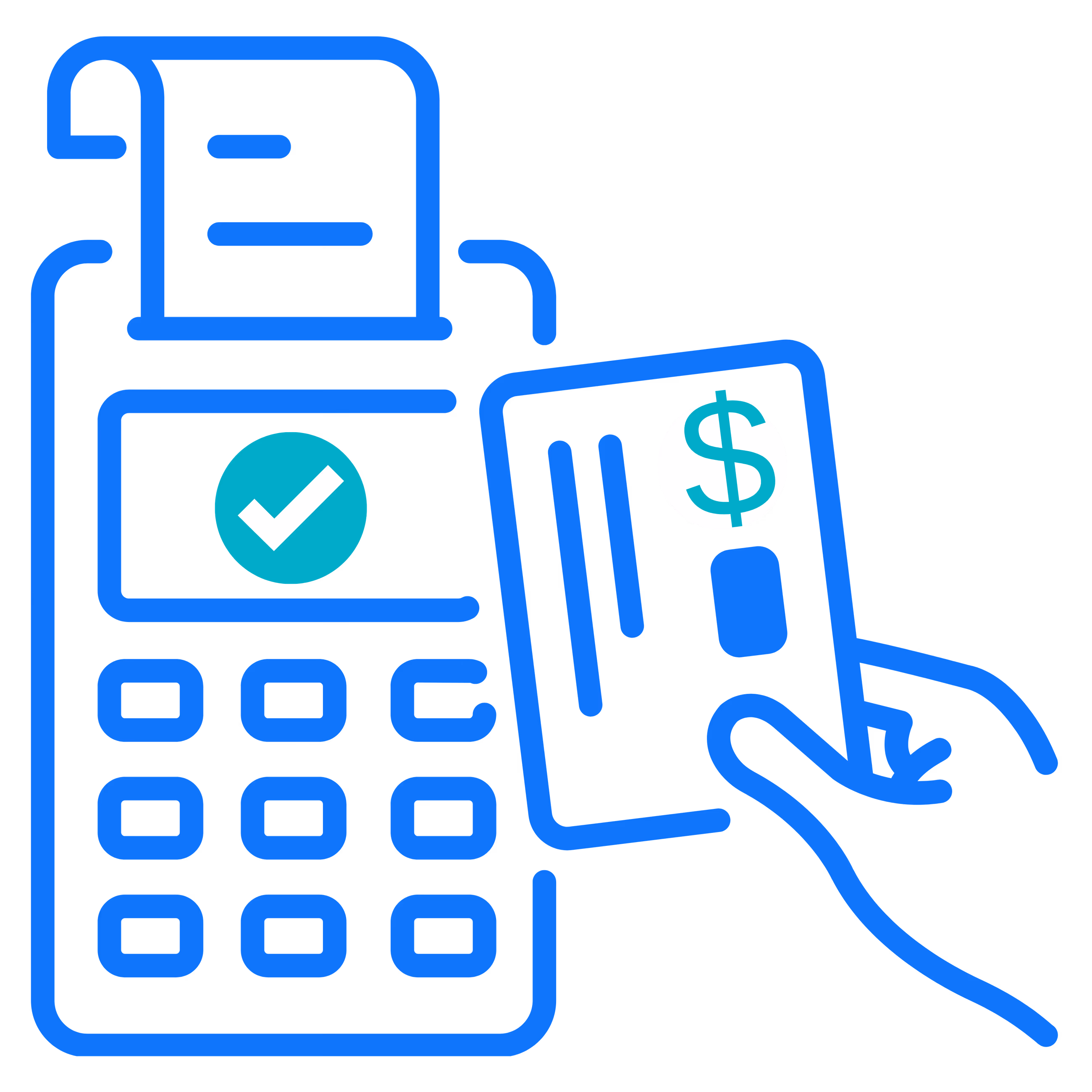 Line illustration of a POS terminal and hand holding a payment card