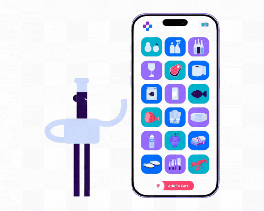 Order step: browsing catalogs and selecting items in the PurchasePlus mobile app