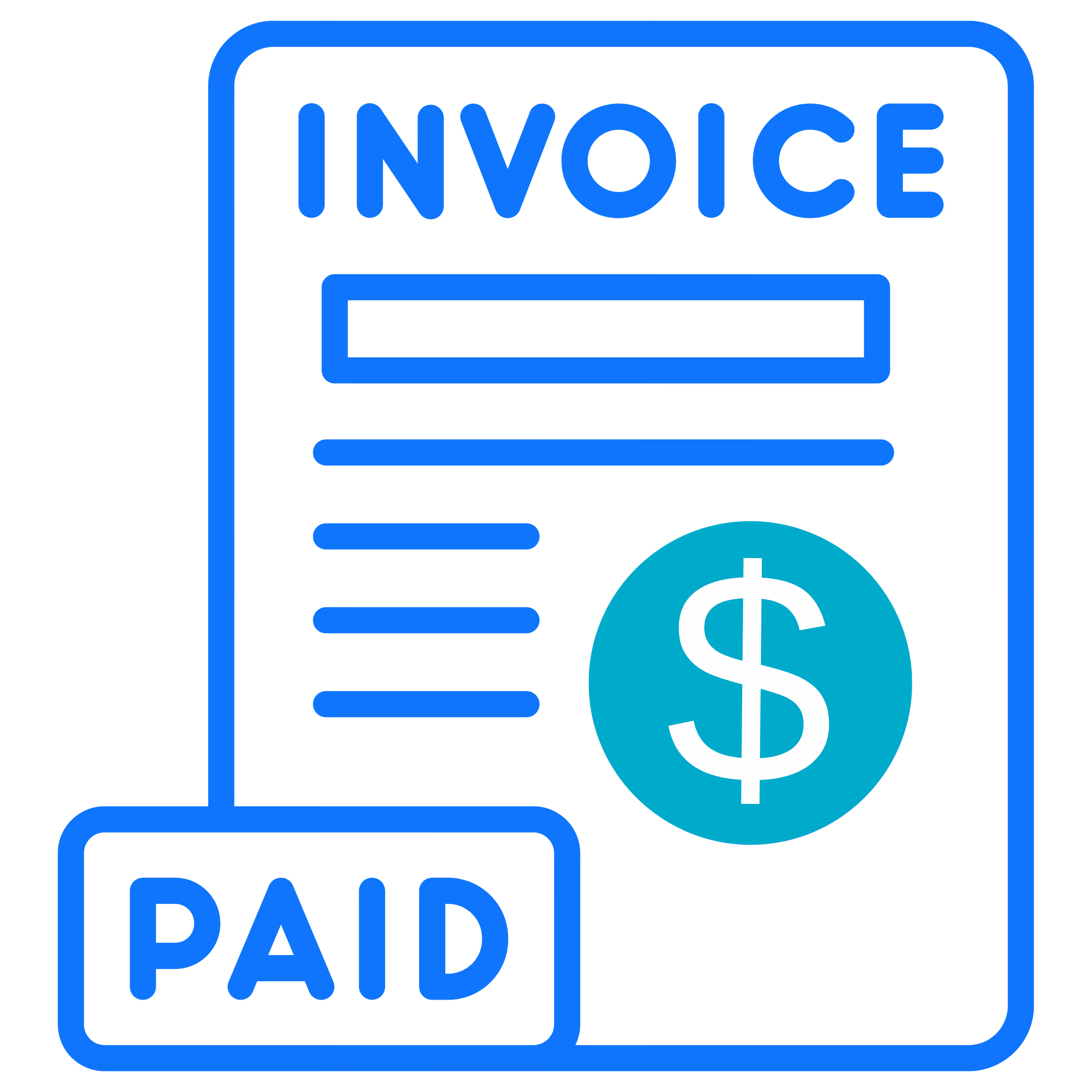 Invoice document marked Paid with a dollar symbol badge