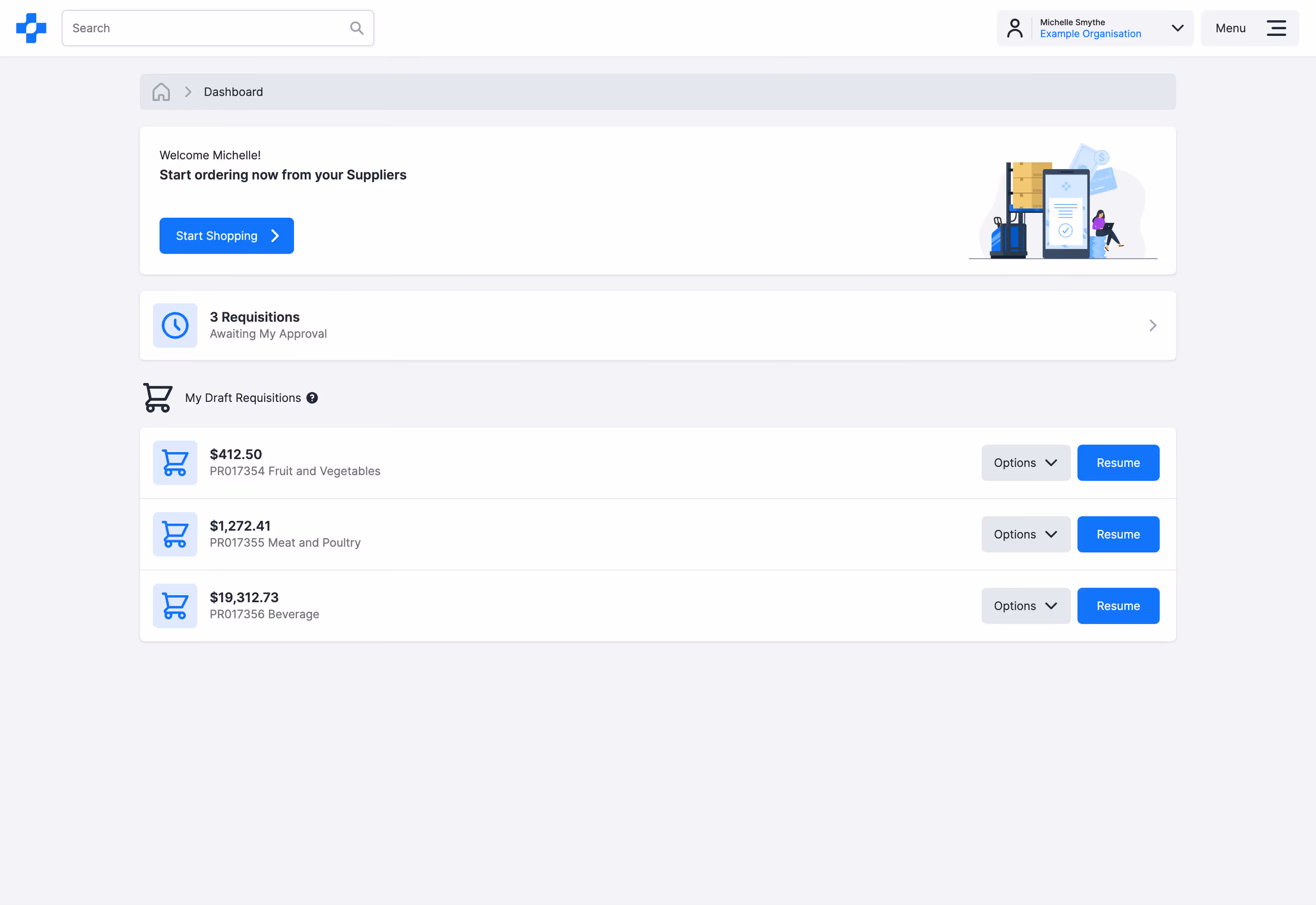 PurchasePlus dashboard overview with key procurement metrics
