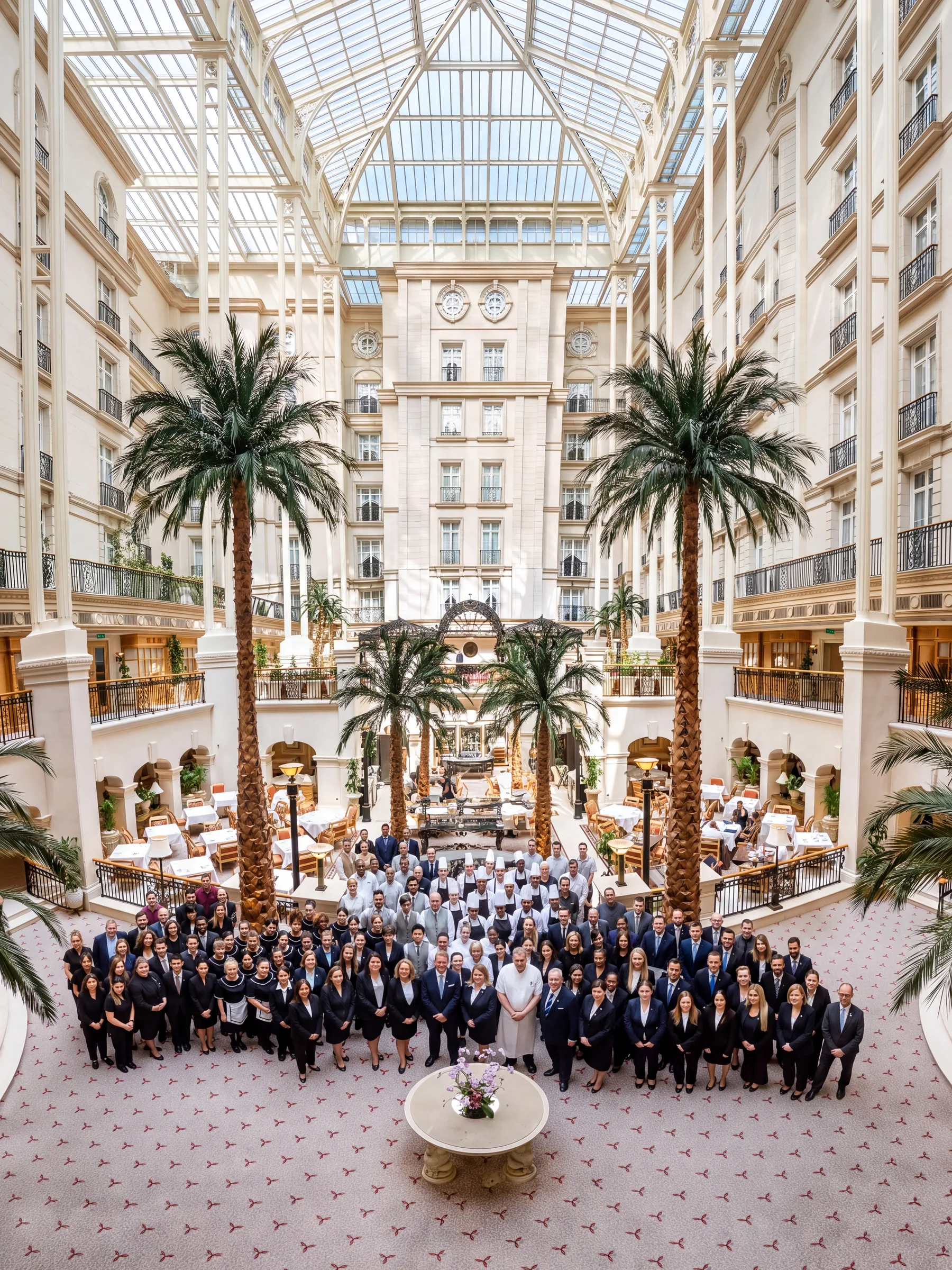 The team at The Landmark London in the Winter Garden atrium