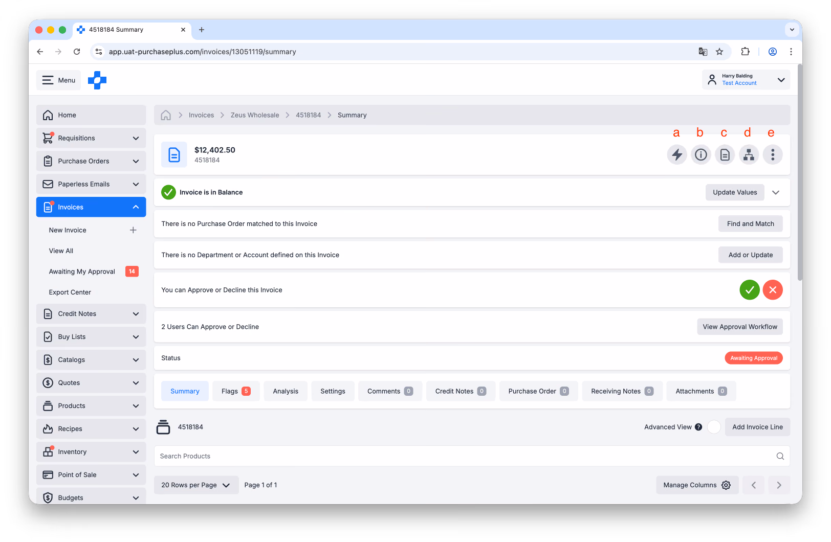 invoice header options explained