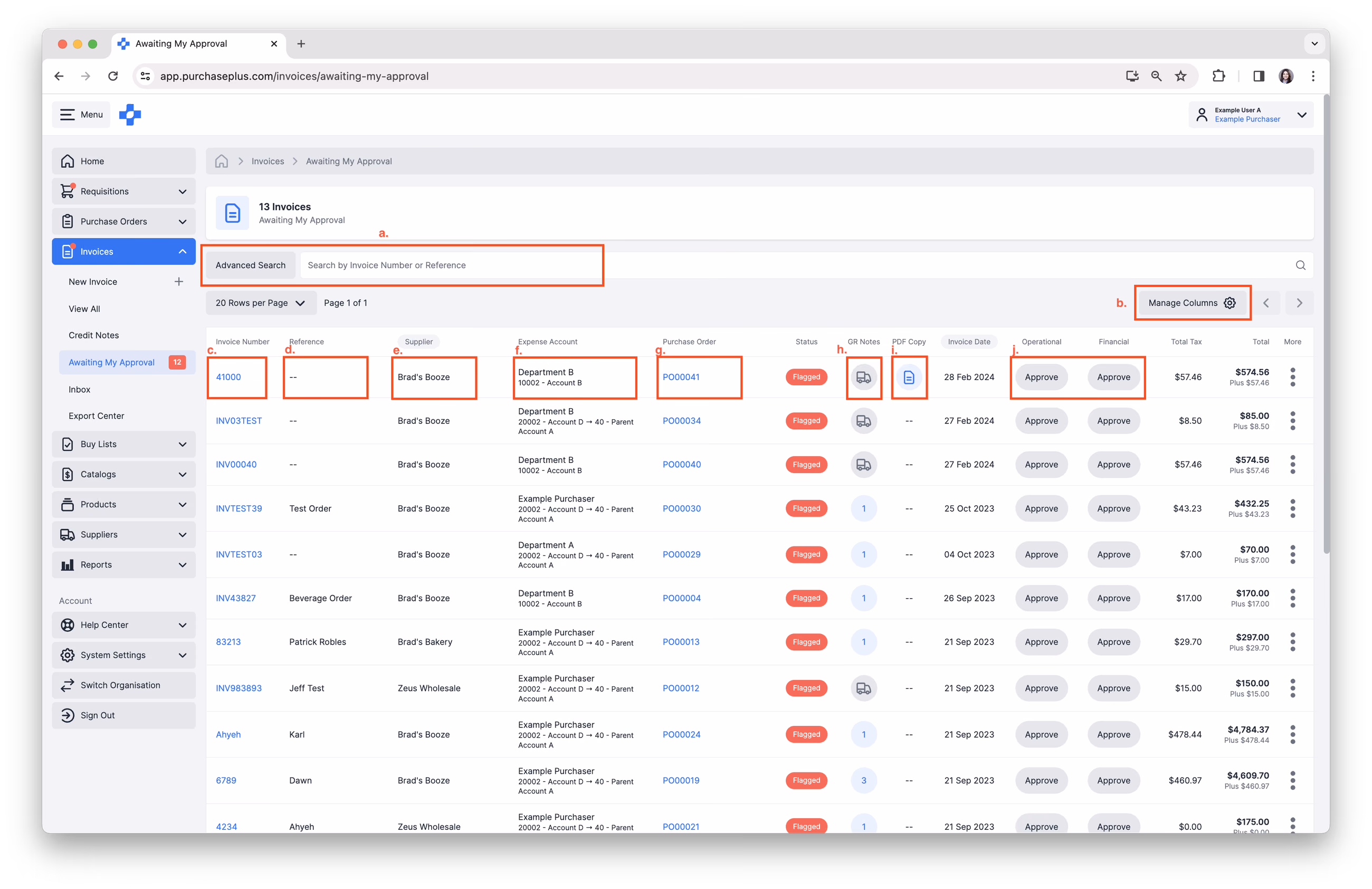View Flagged Invoice Table