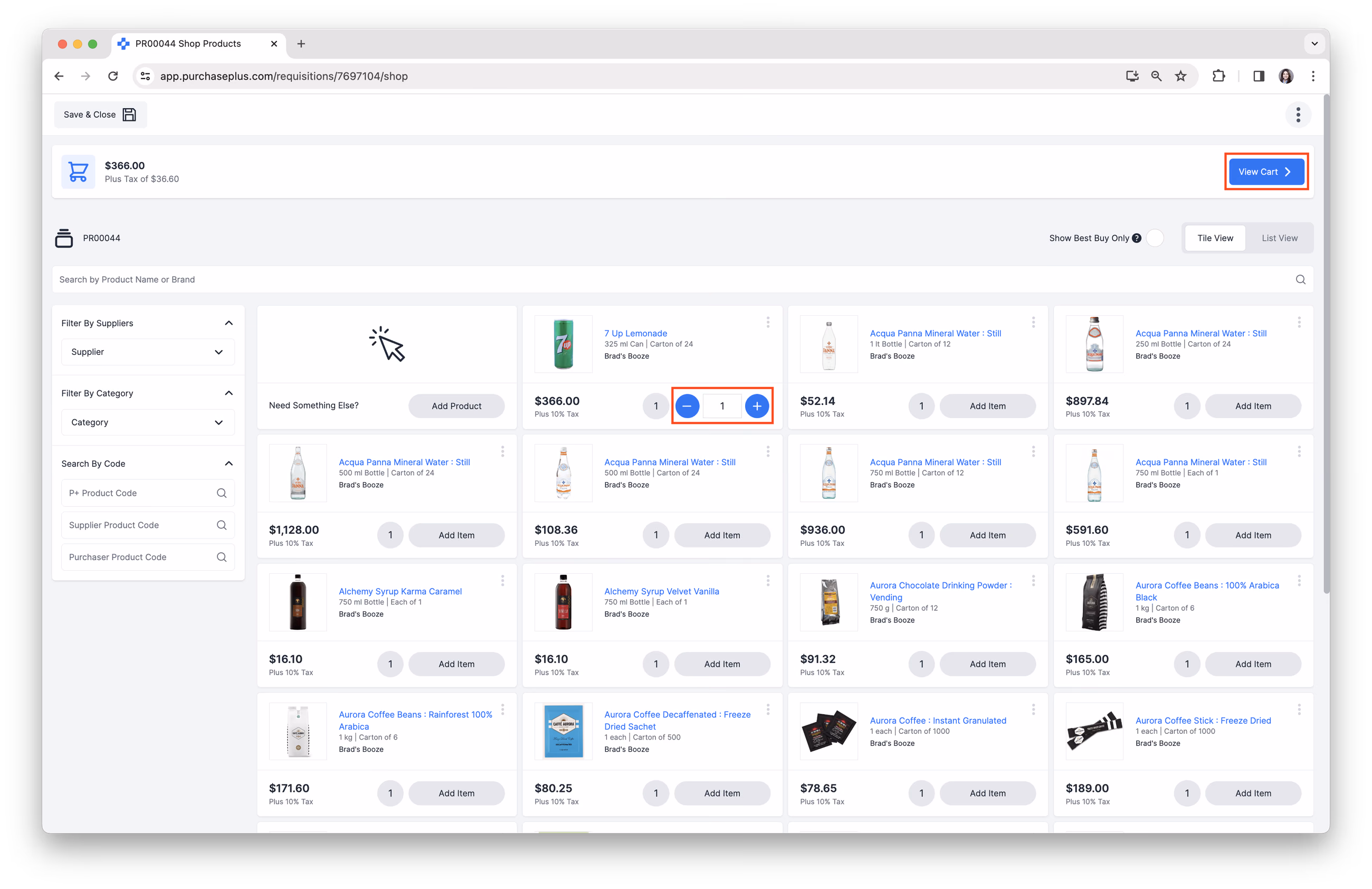Add Item to Cart with quantity