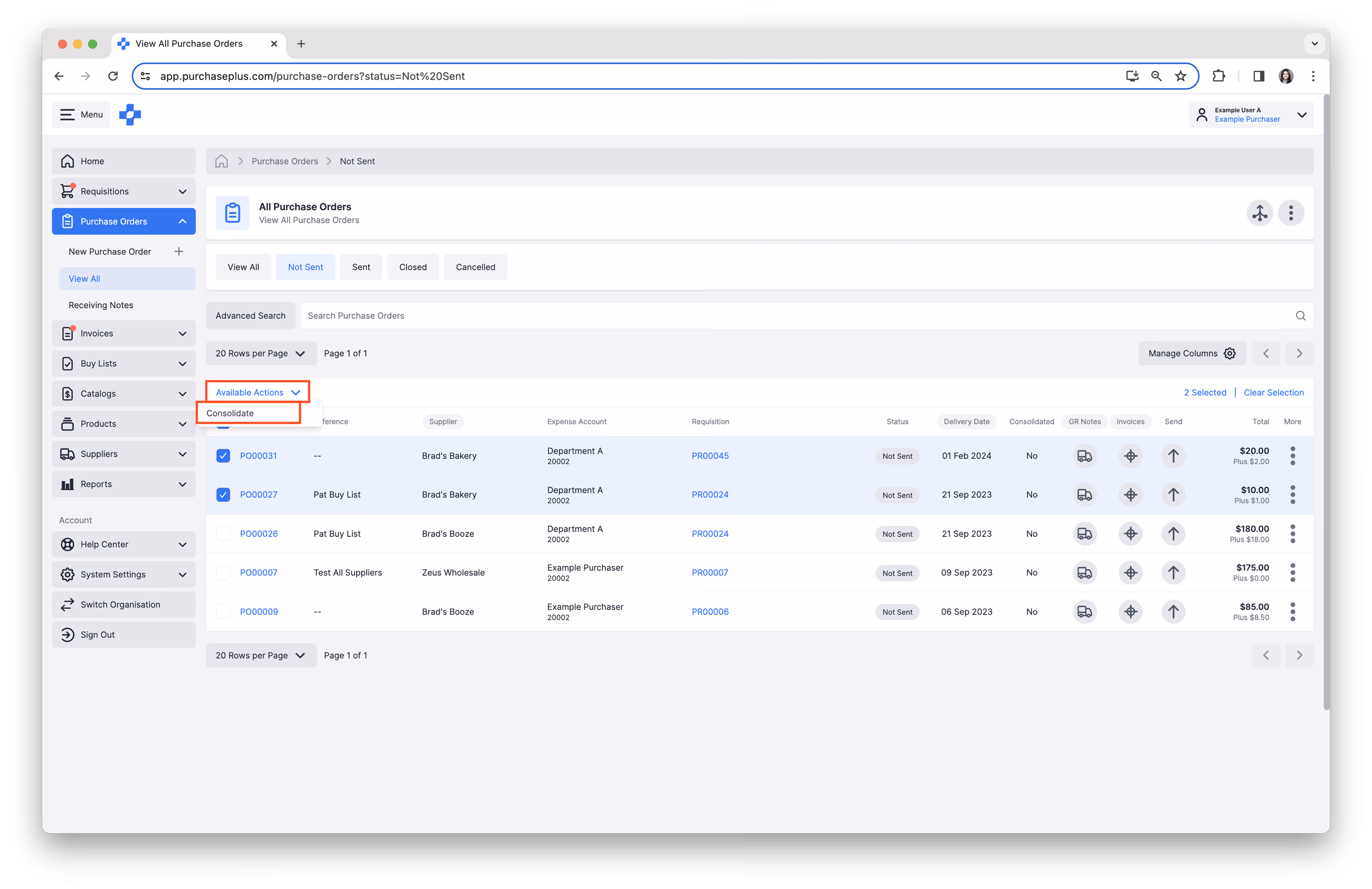 คลิก Available Actions จากนั้นคลิก Consolidate