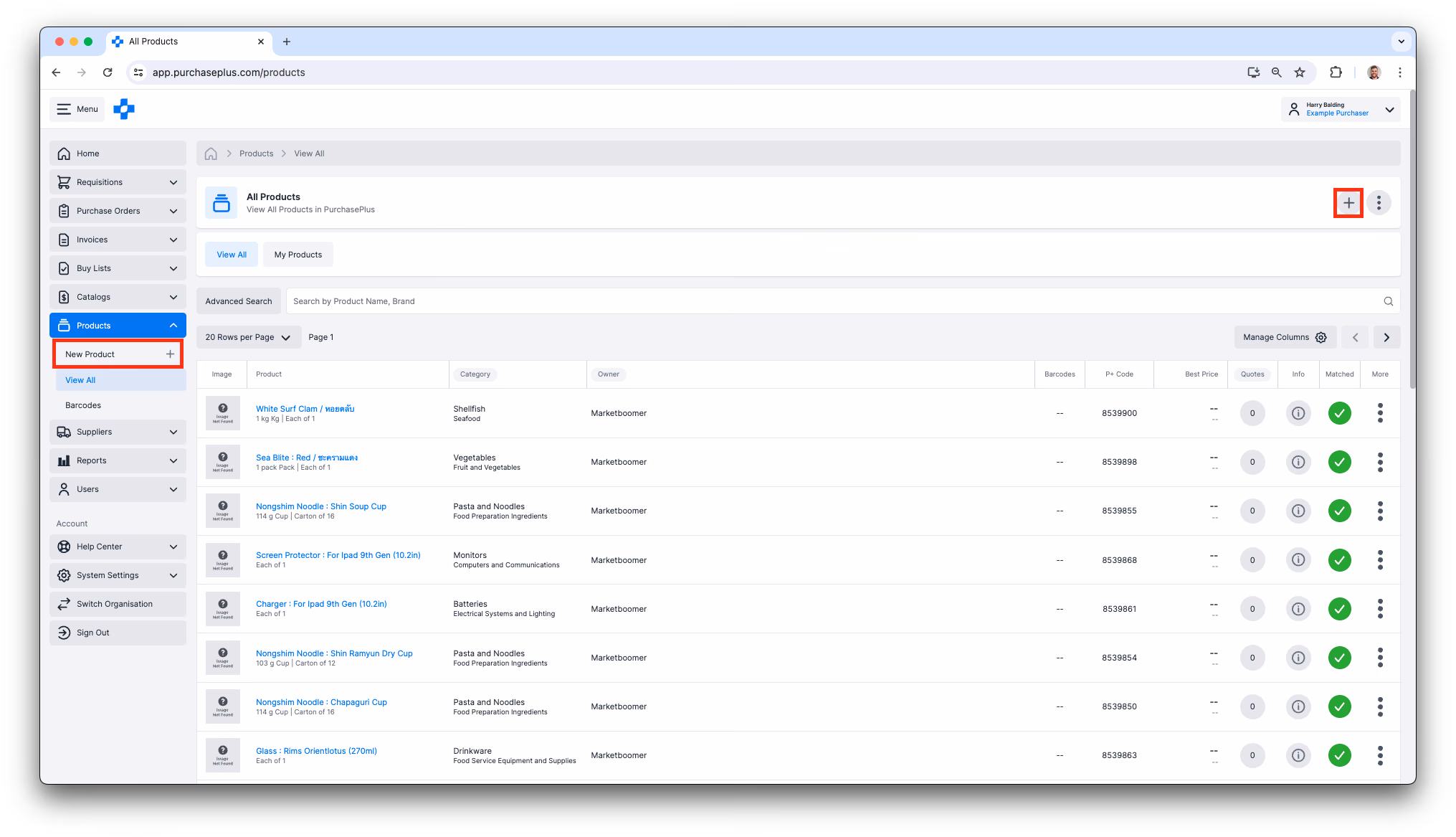 Creating a Product from All Products view