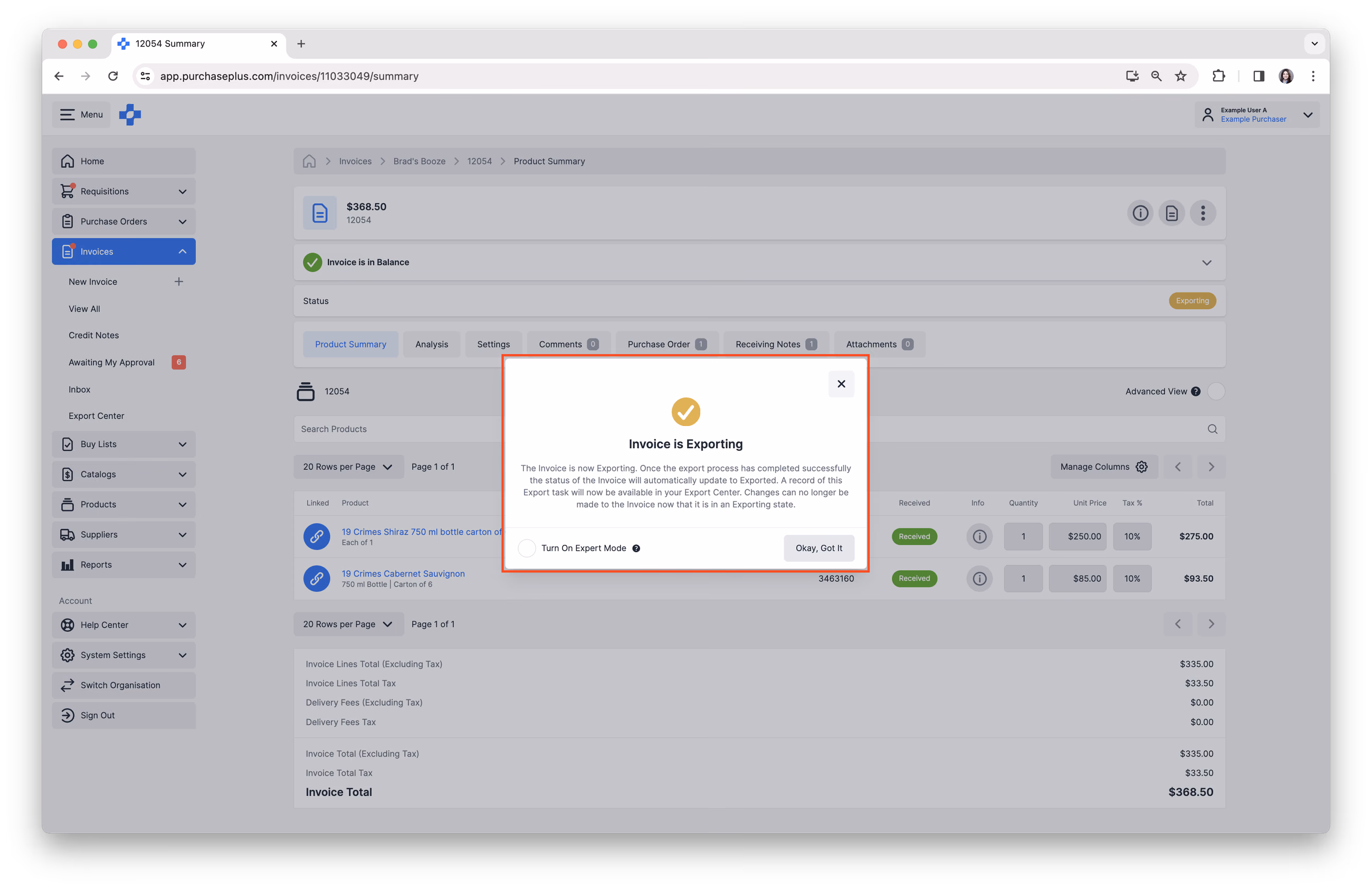 Invoice is Exporting to AP System