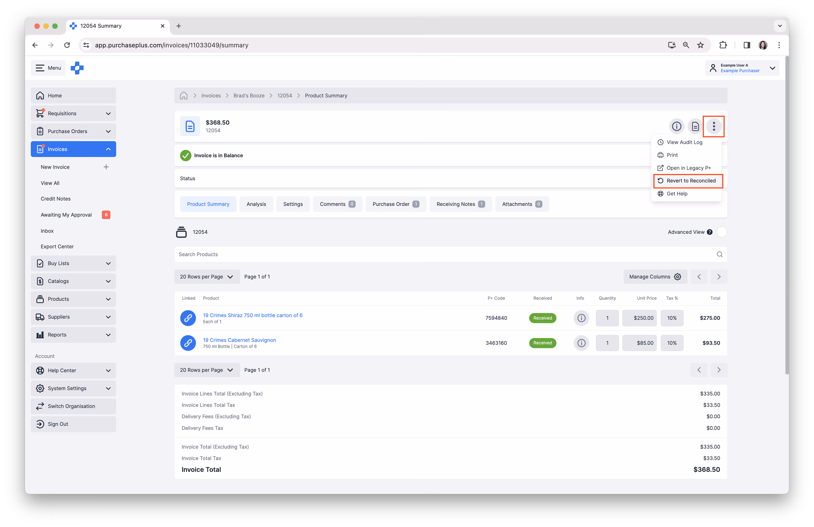 Revert Exported Invoice to Reconciled