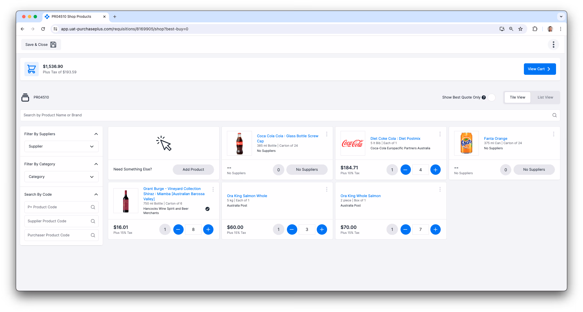 Creating a Requisition from a Buy List in PurchasePlus
