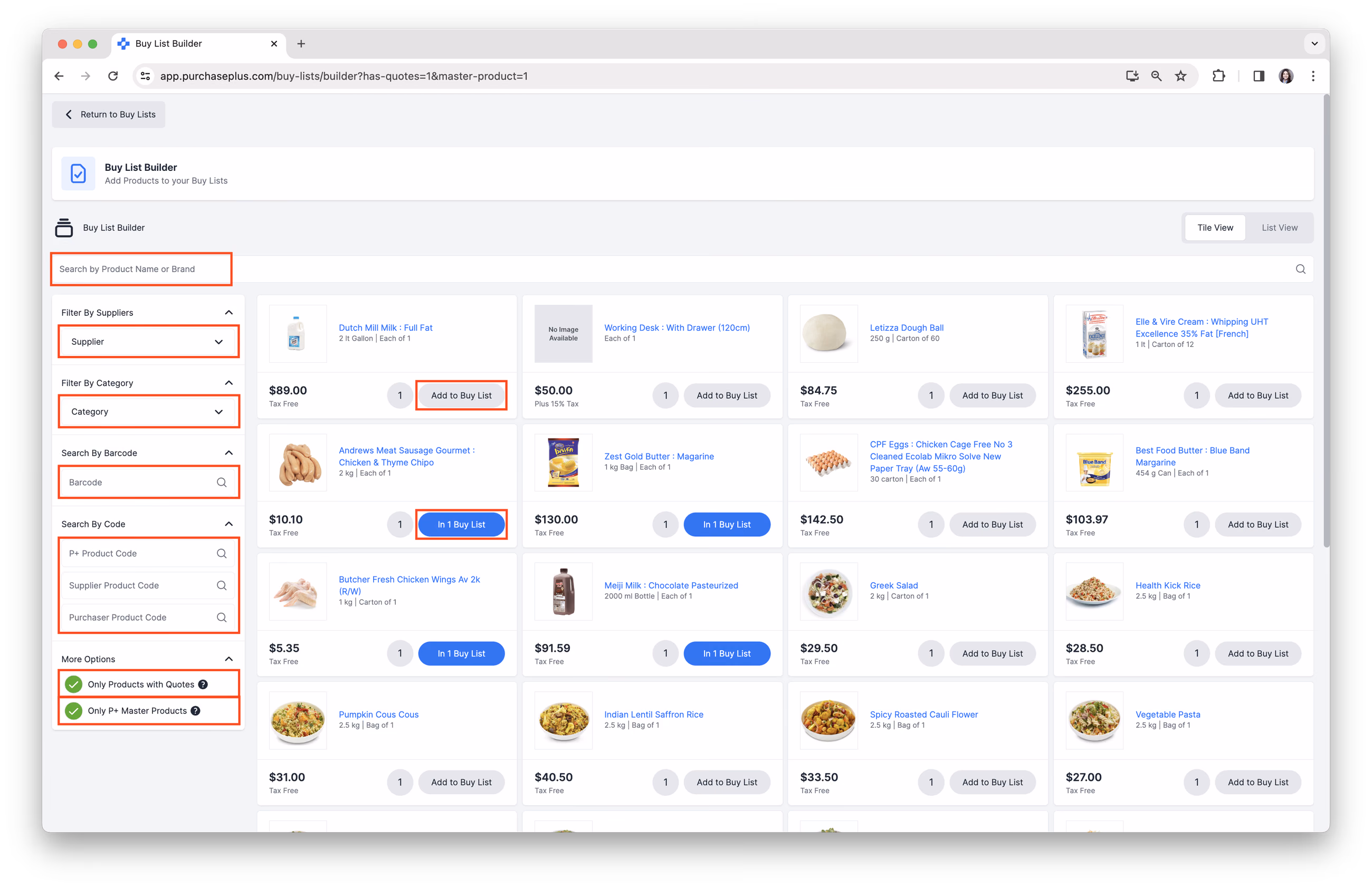 Import or Export a Buy List