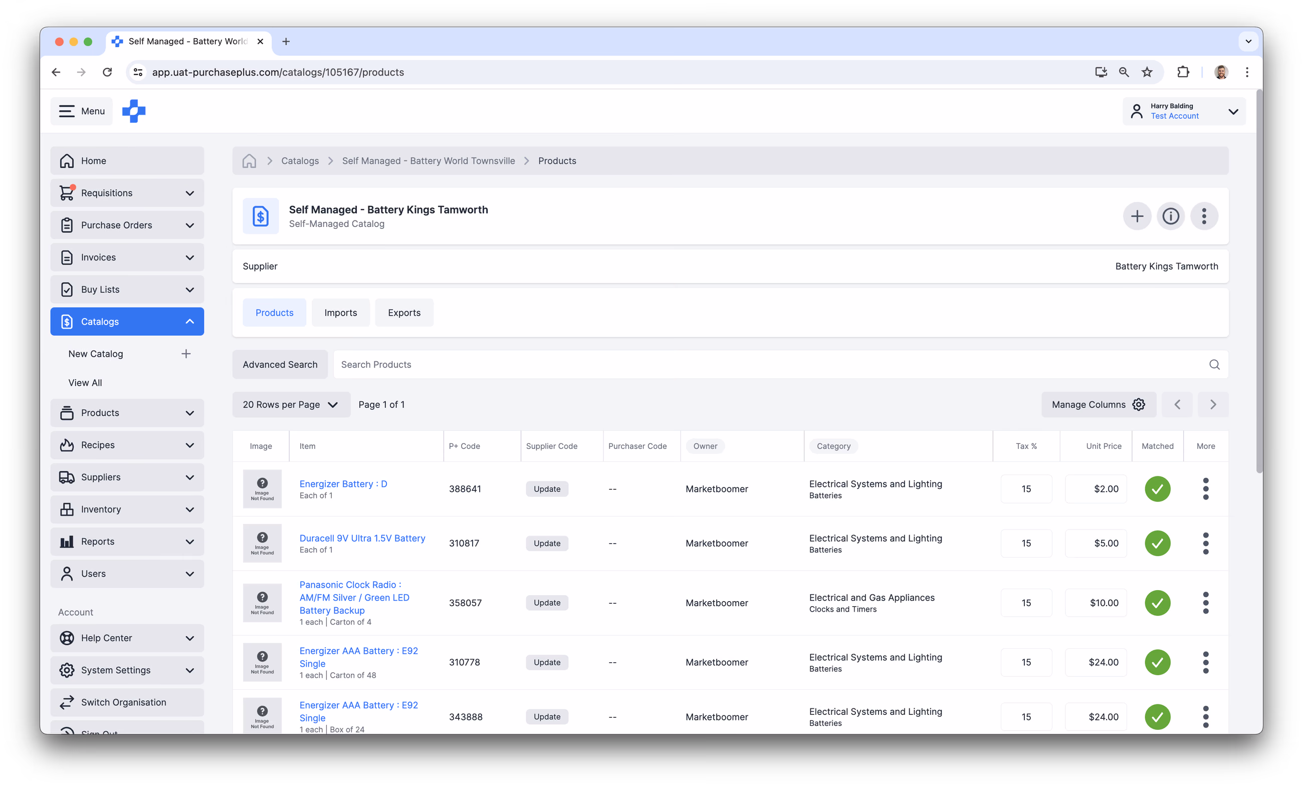 Viewing a Self Managed Supplier Catalog in PurchasePlus