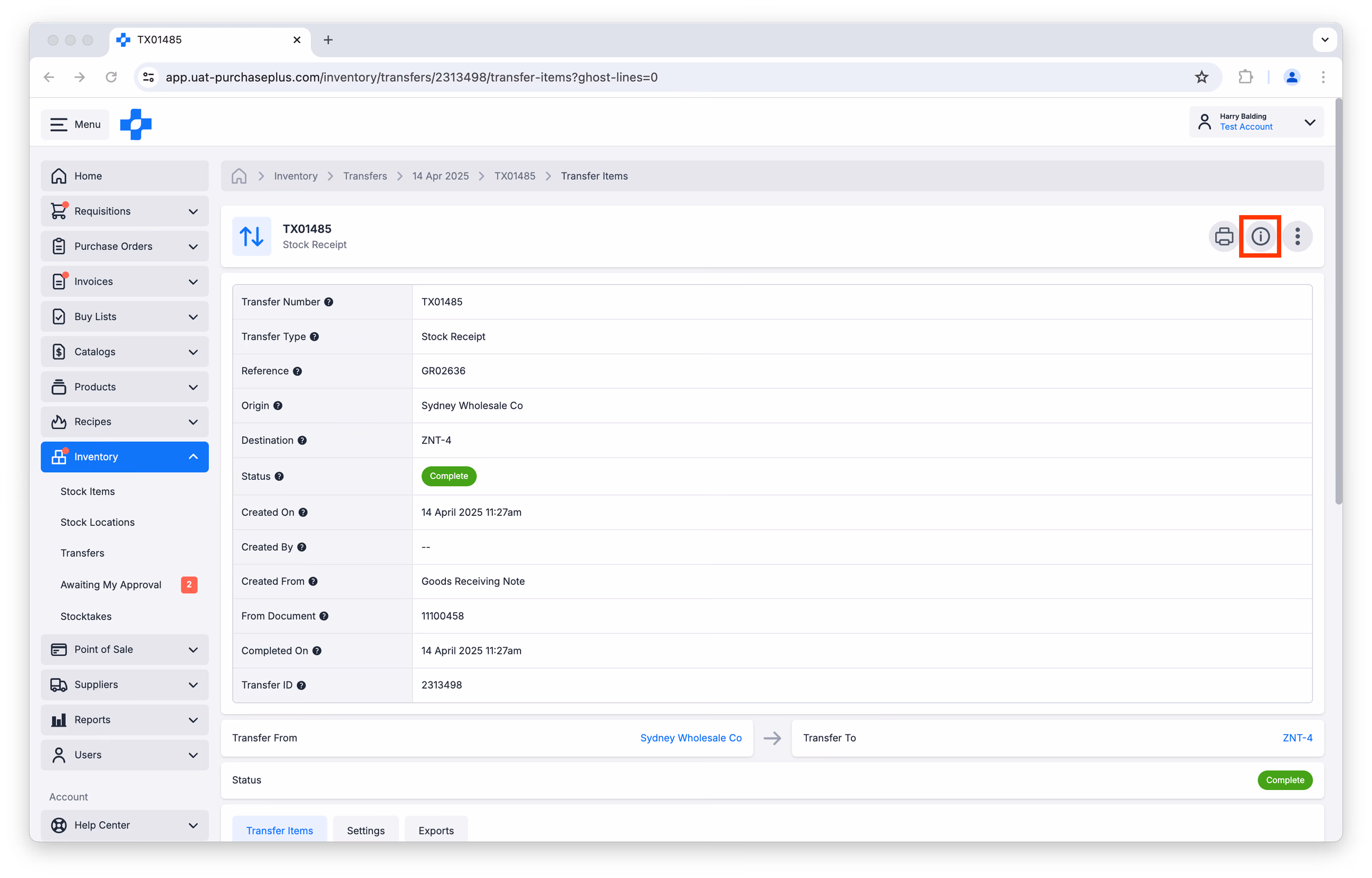 Umlagerungsdetails