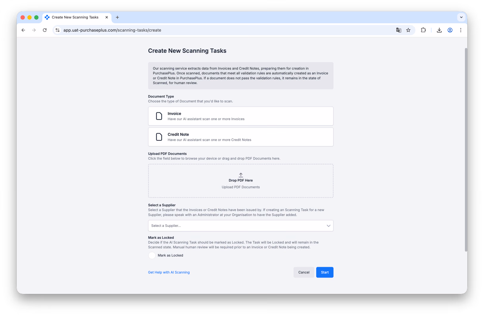 Create New Scanning Tasks