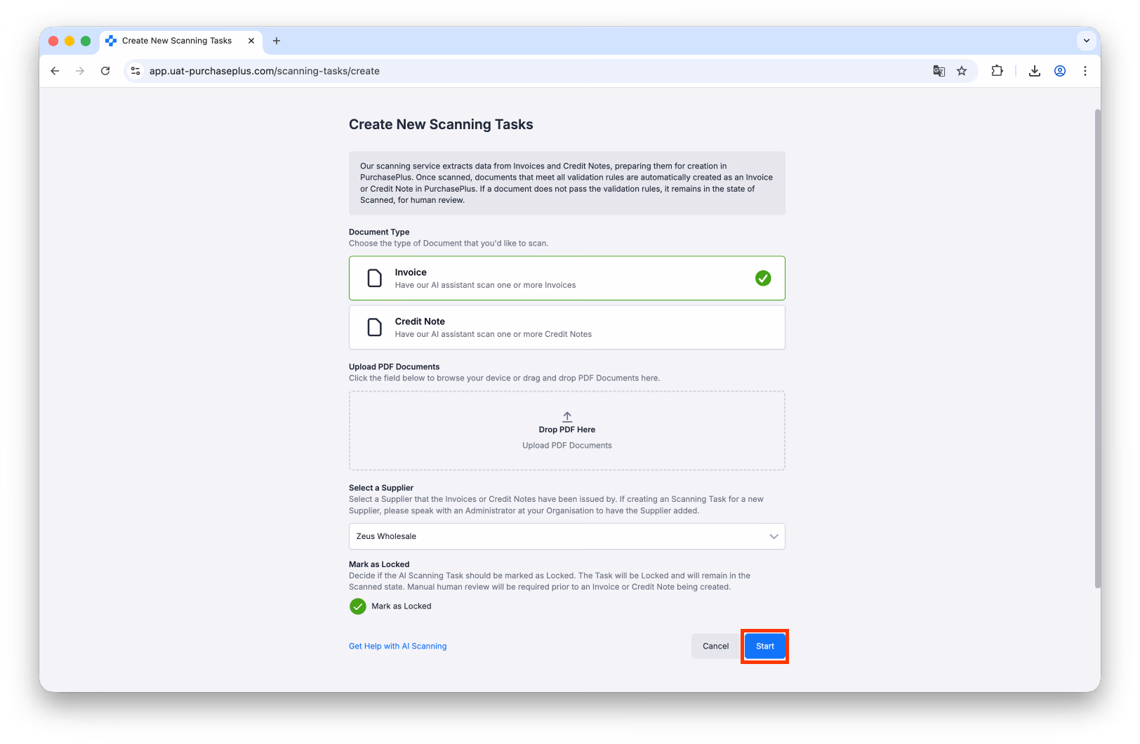 Start Scanning Task