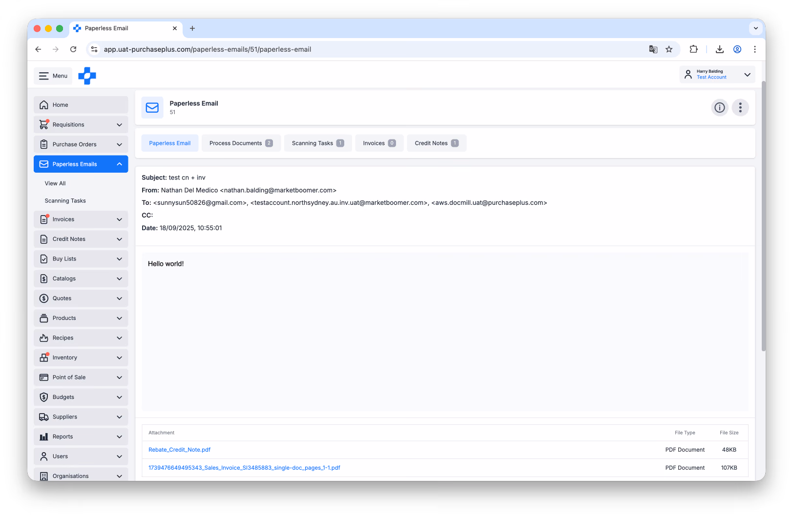 View a Paperless Email