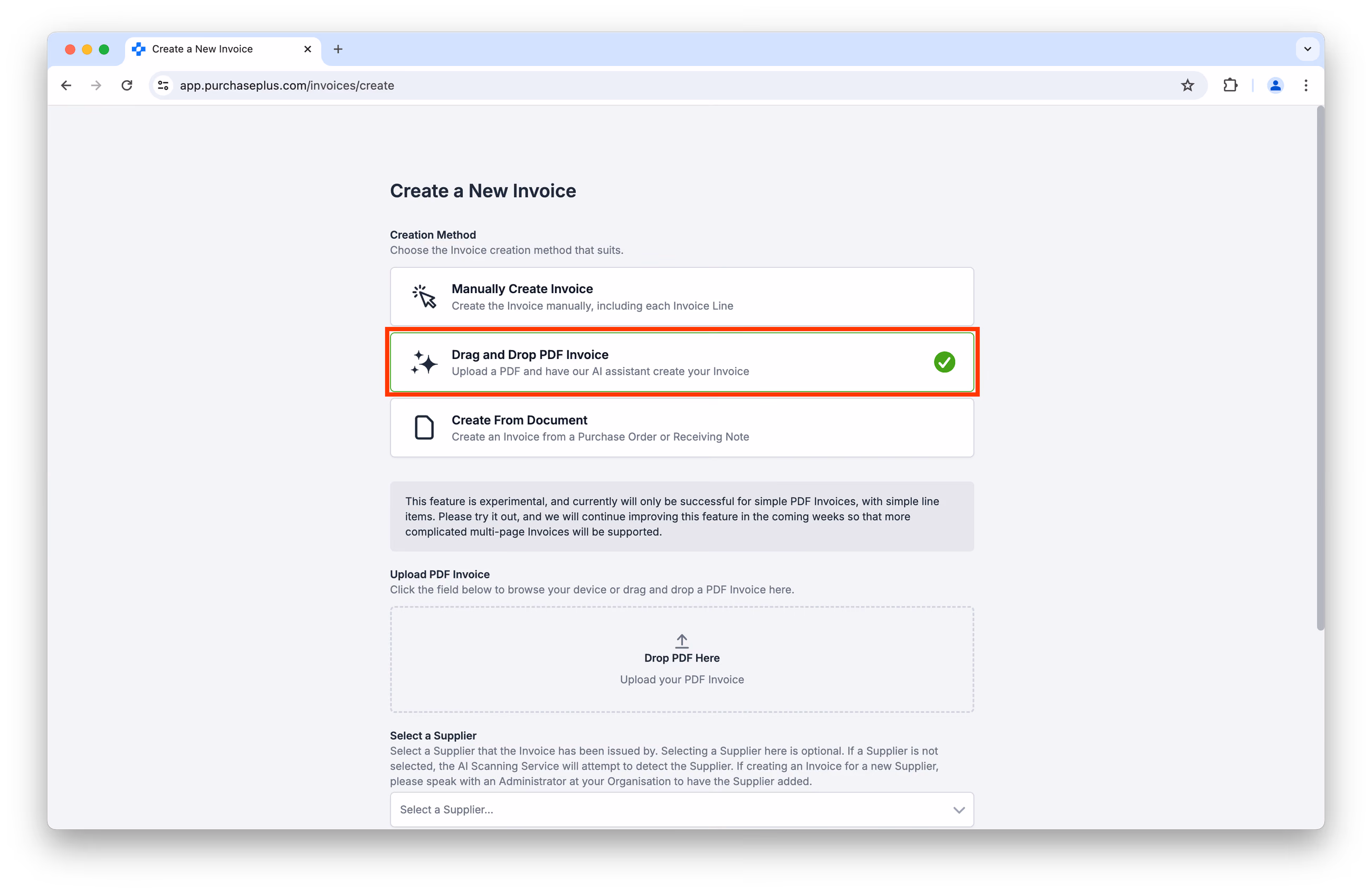 Create new Invoice from PDF