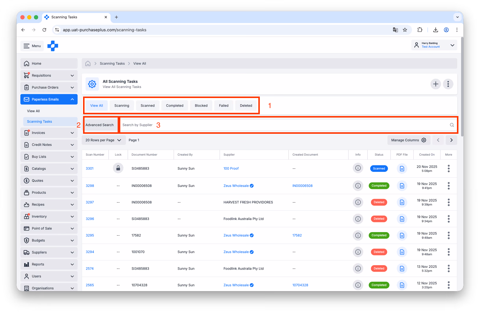 Search Scanning Tasks