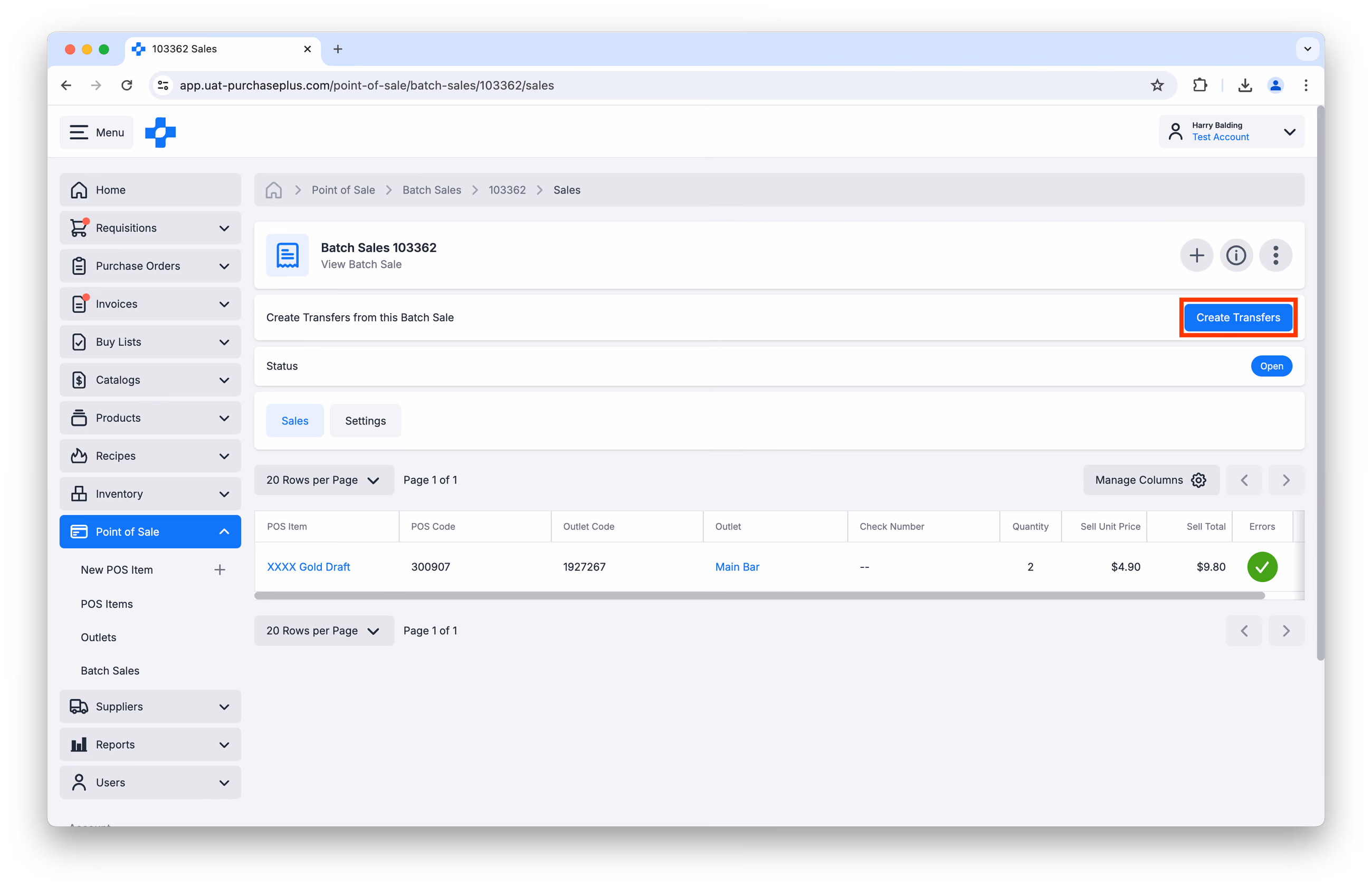 إنشاء تحويلات بعد استيراد CSV
