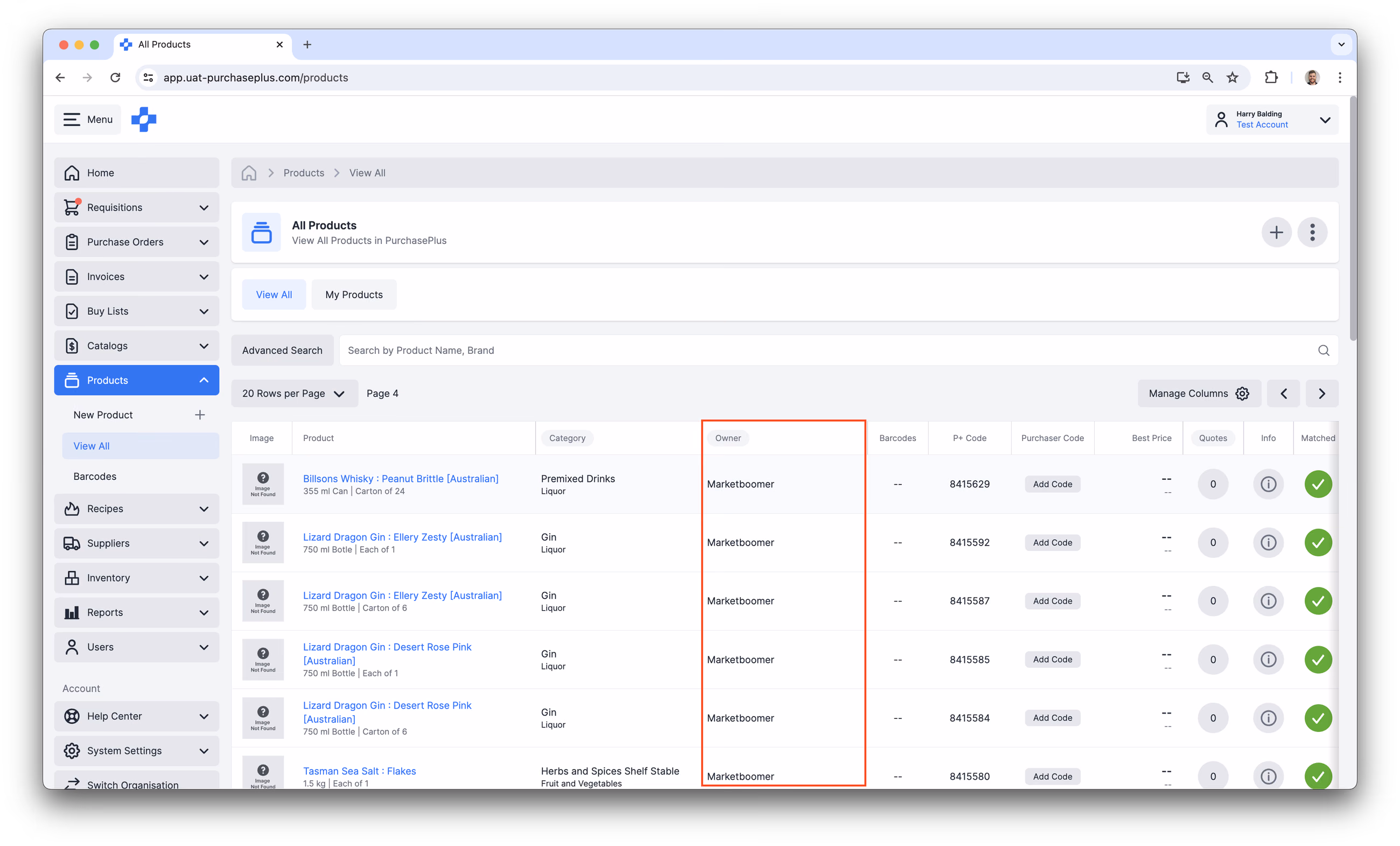 Products in PurchasePlus have an Owner, which determines the way the product is used in the system