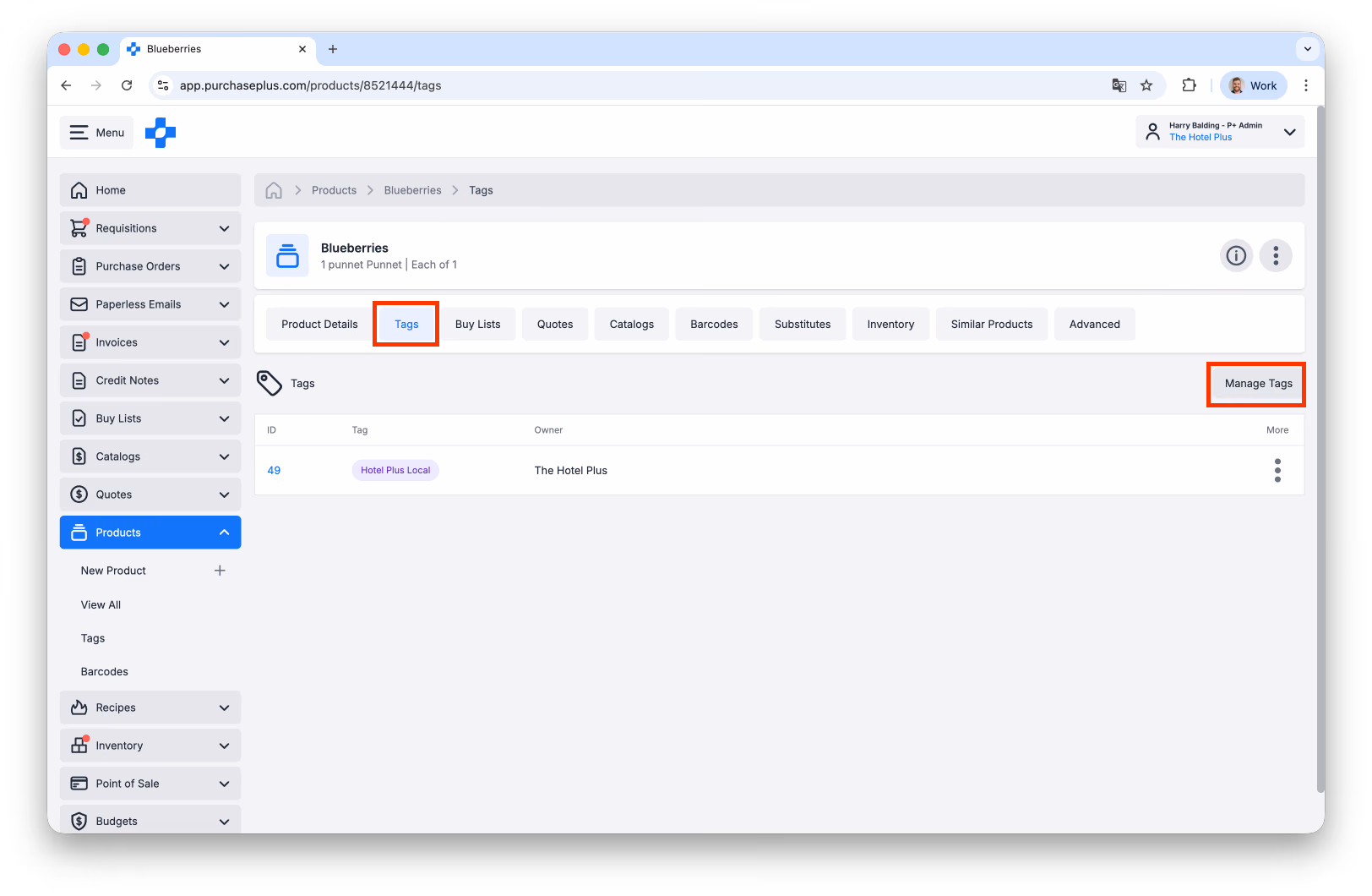Manage Tags on a Product