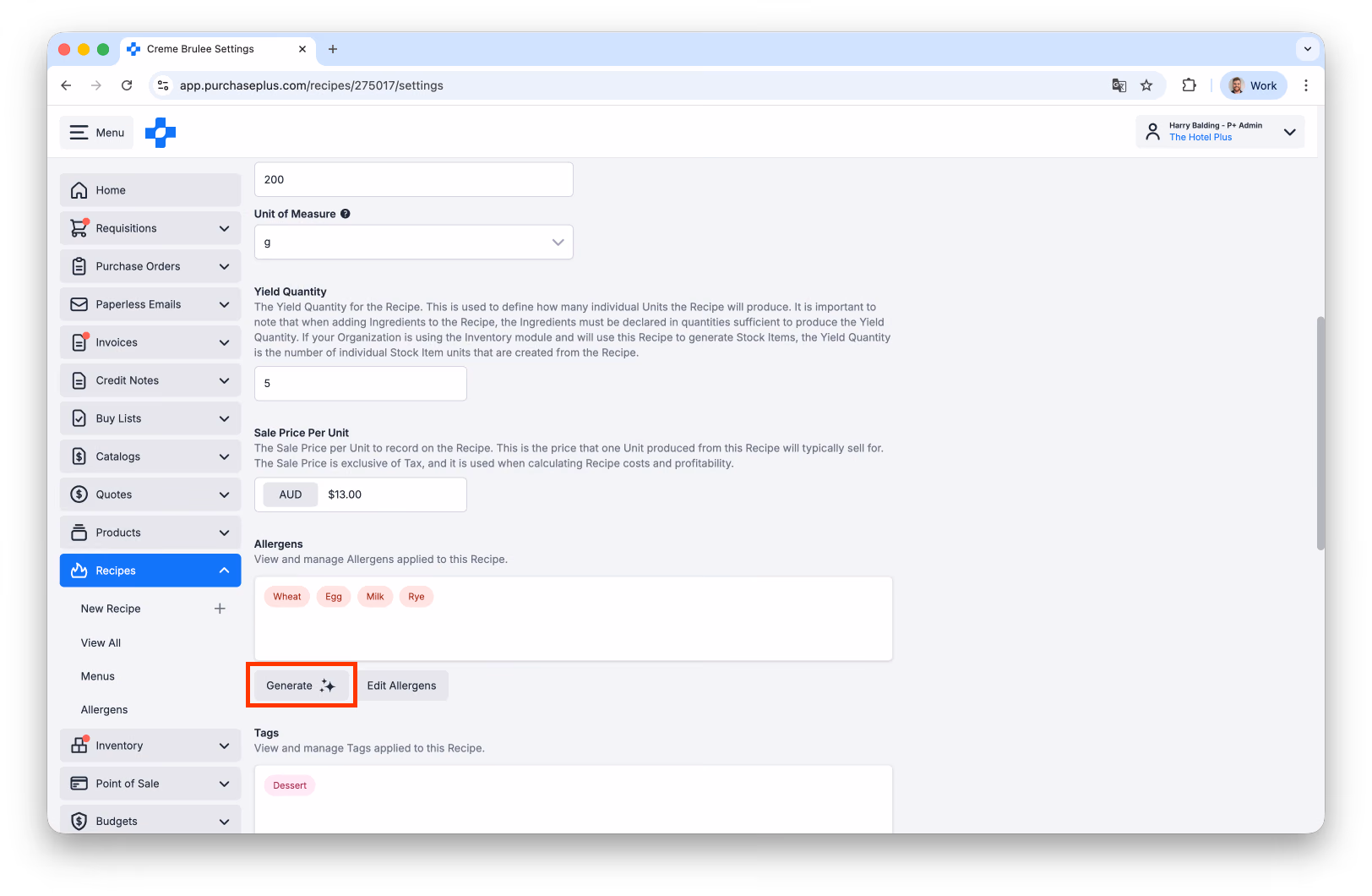 Edit Allergens with AI