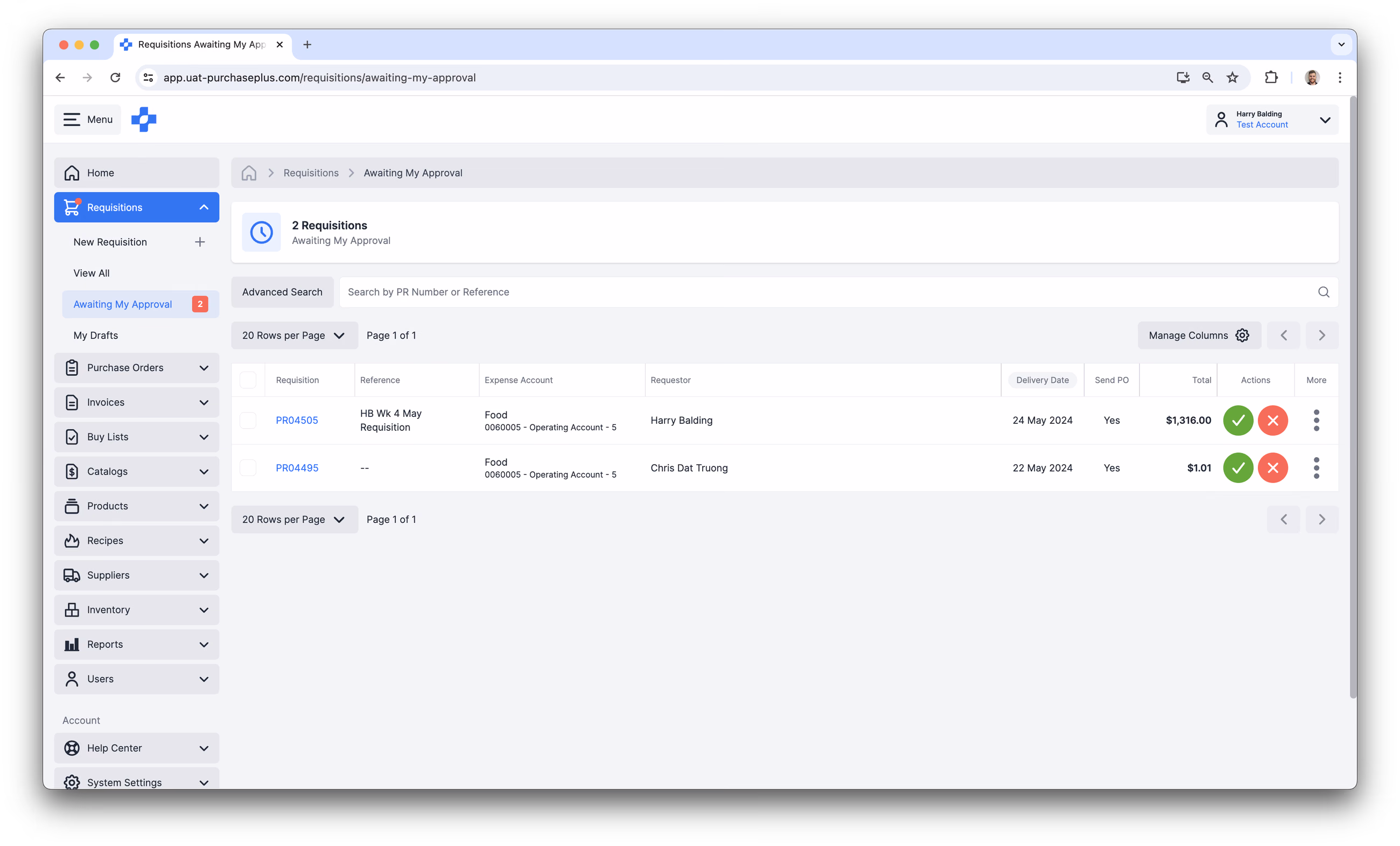 View and Approve Requisitions in PurchasePlus