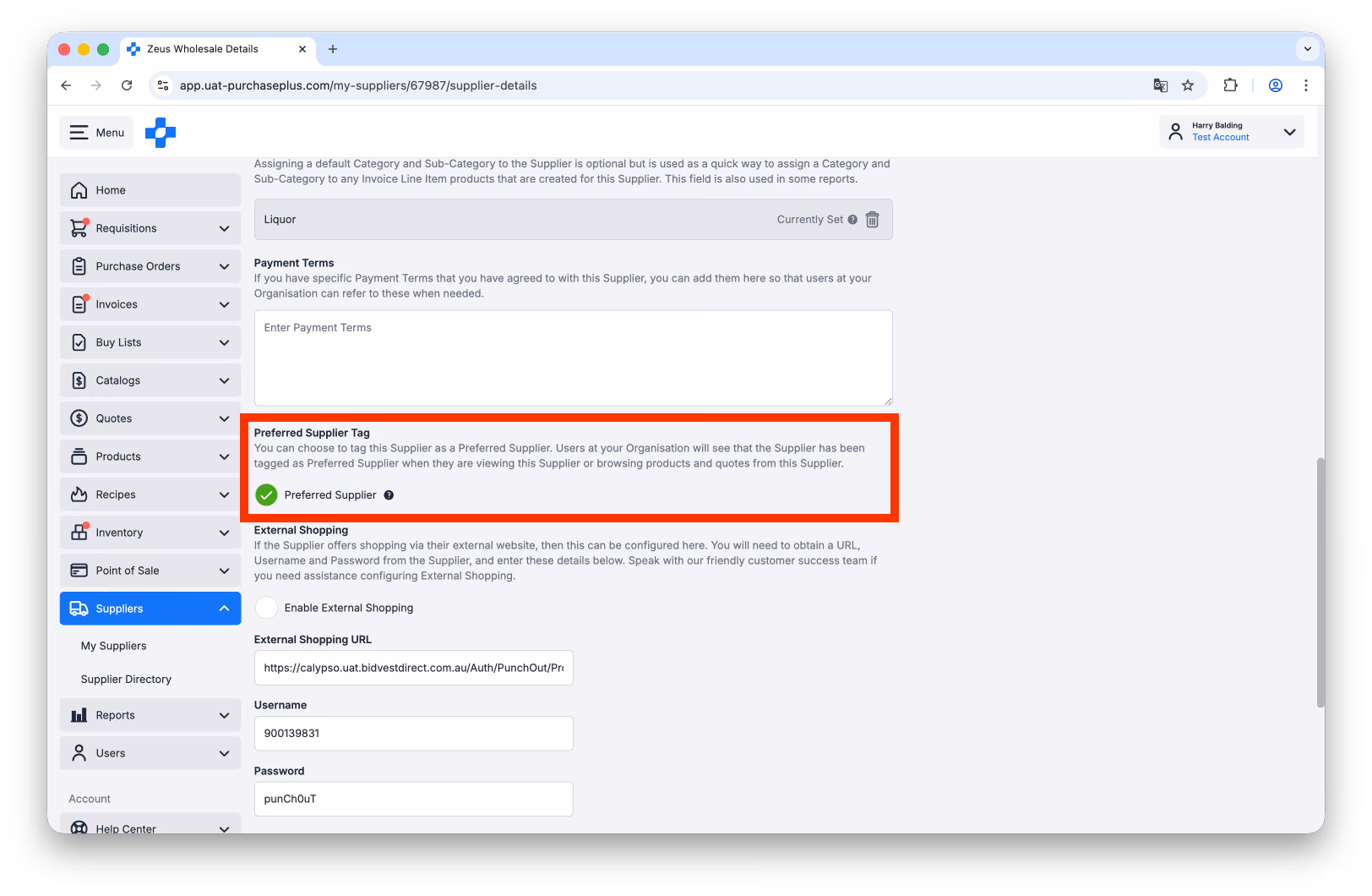 Impostazione Fornitore preferito