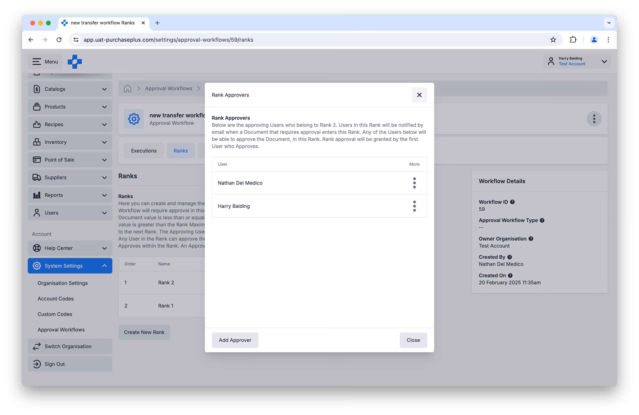 Workflow Rank Approvers