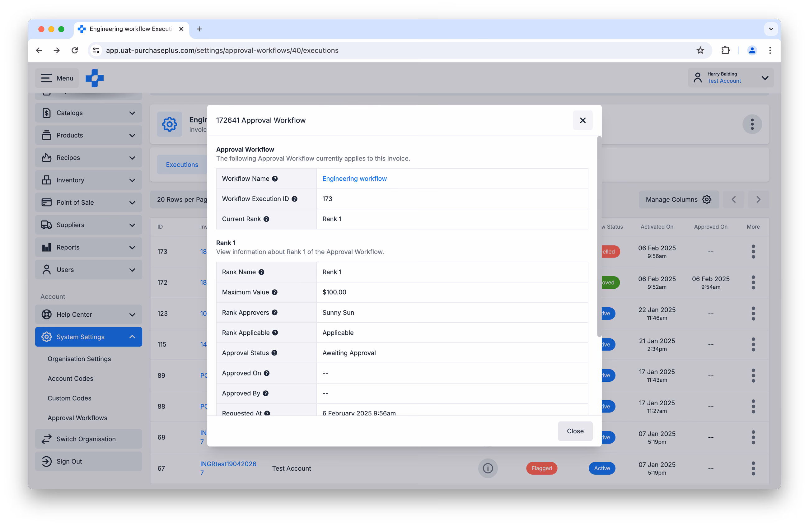 Pannello informativo sulle esecuzioni del flusso di lavoro