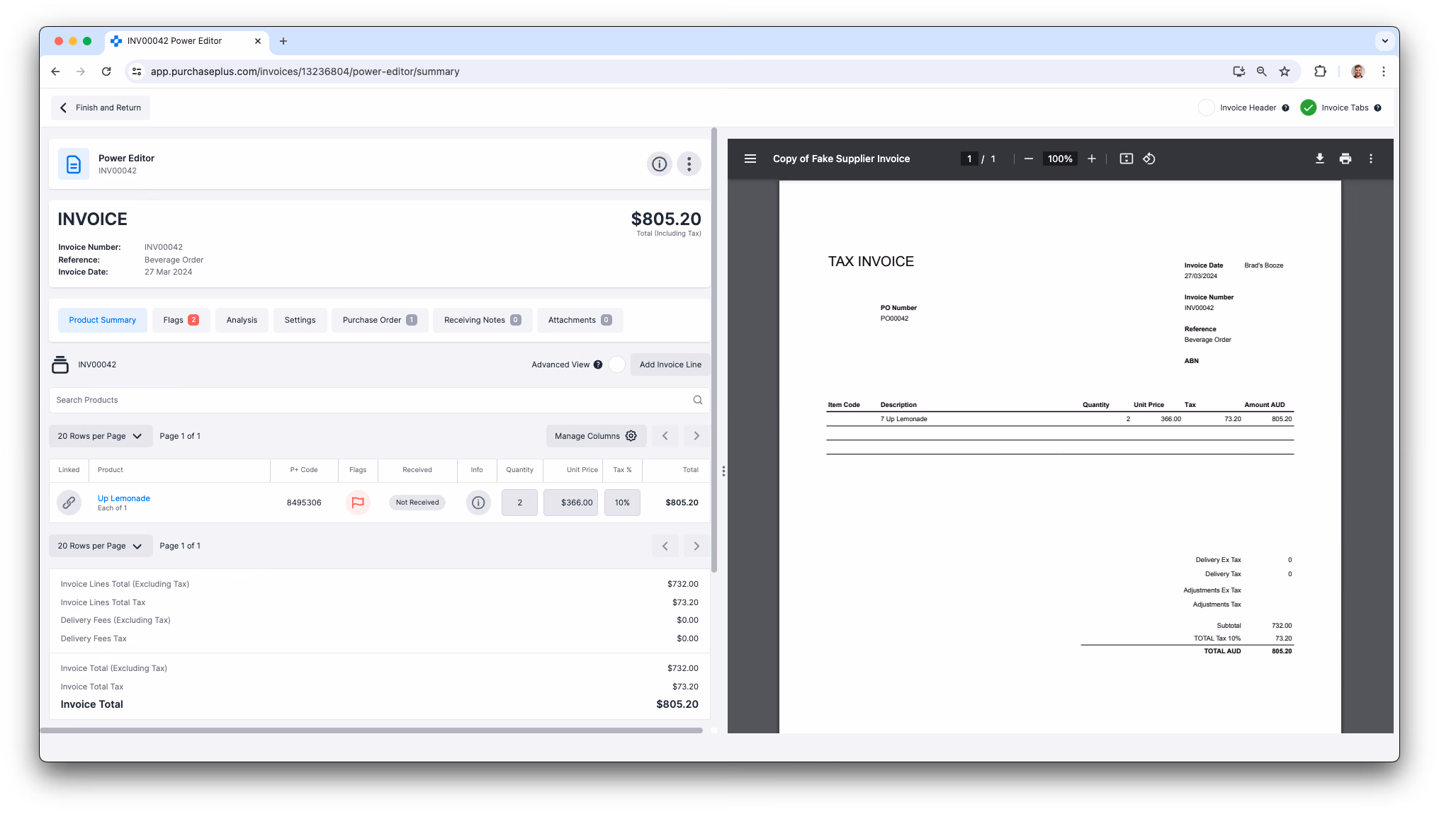 PowerEditor for easy invoice updating in PurchasePlus