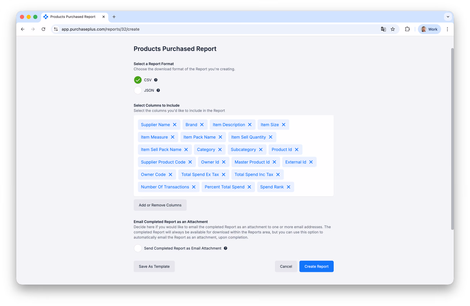 New Report form