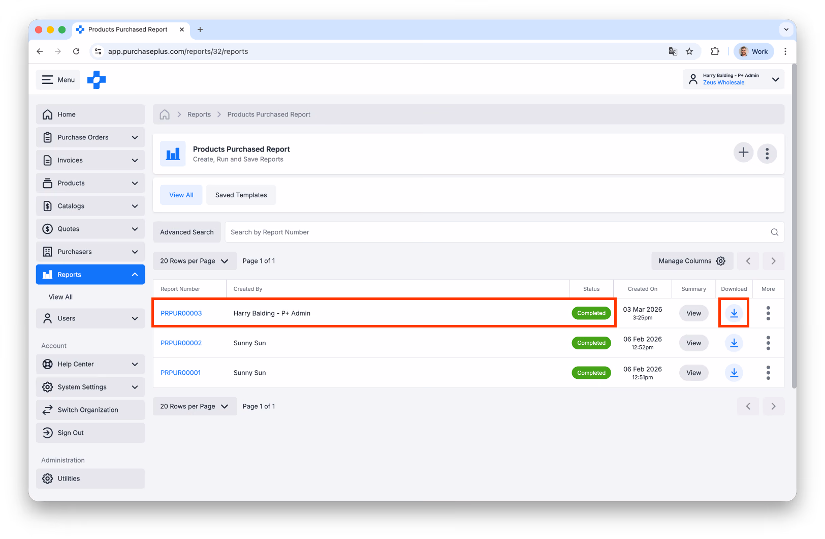 Download Report as CSV