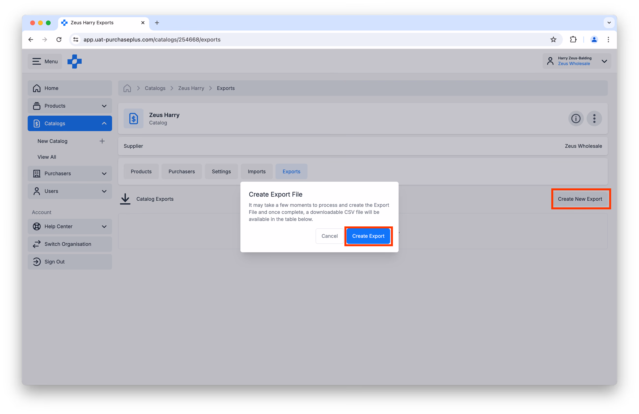 Create Export File as a Supplier