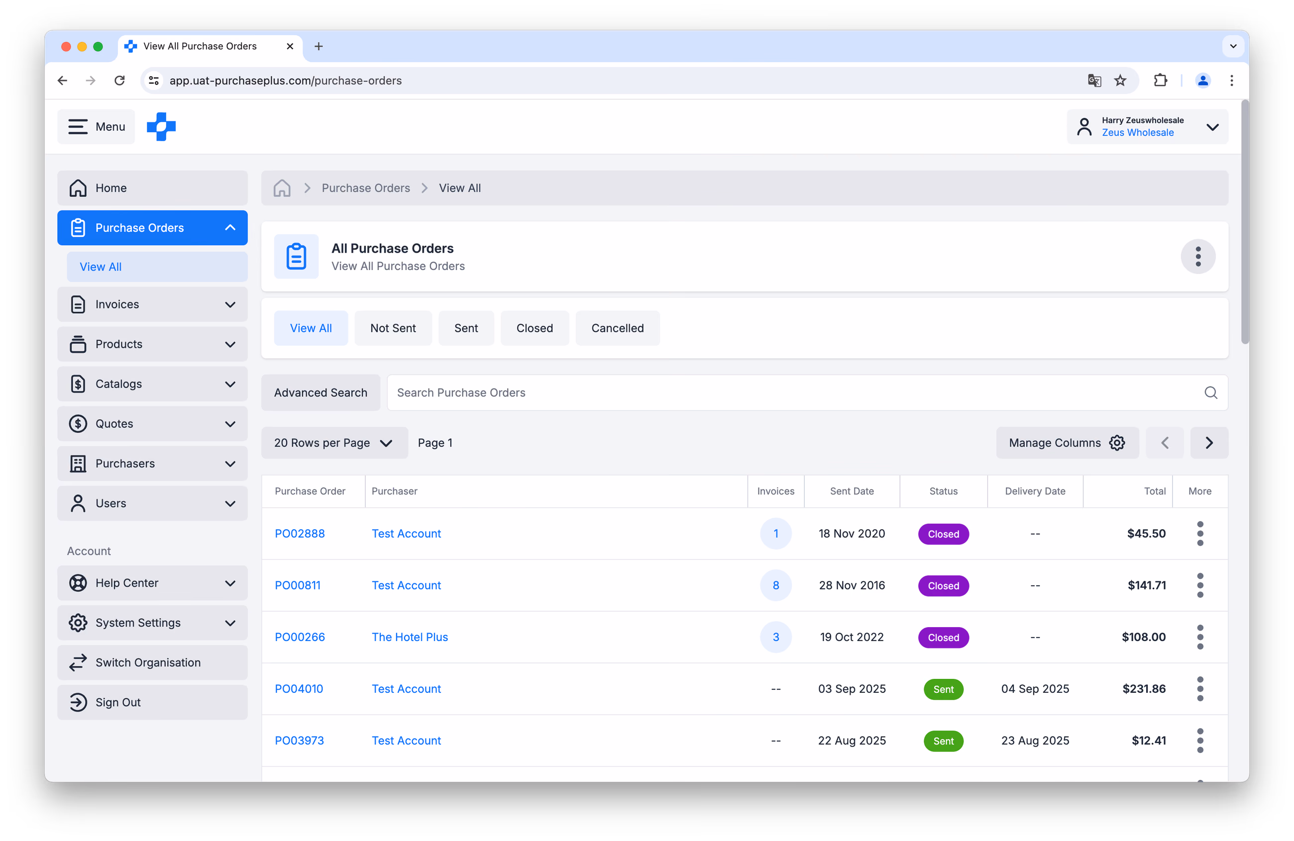 Purchase Orders View All
