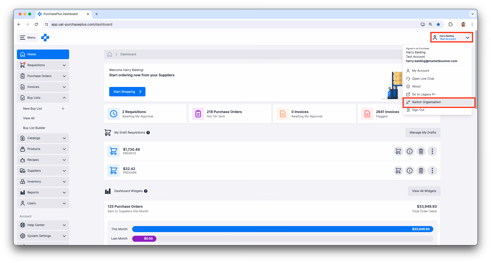 Beralih Organisasi di PurchasePlus