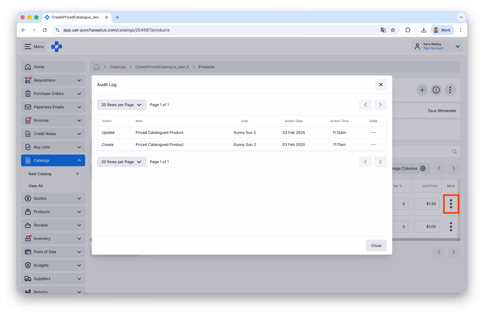 Product Price Update Audit Log