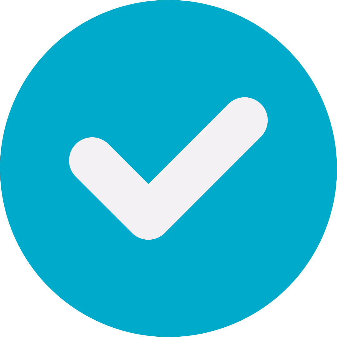 Success checkmark in a turquoise circle