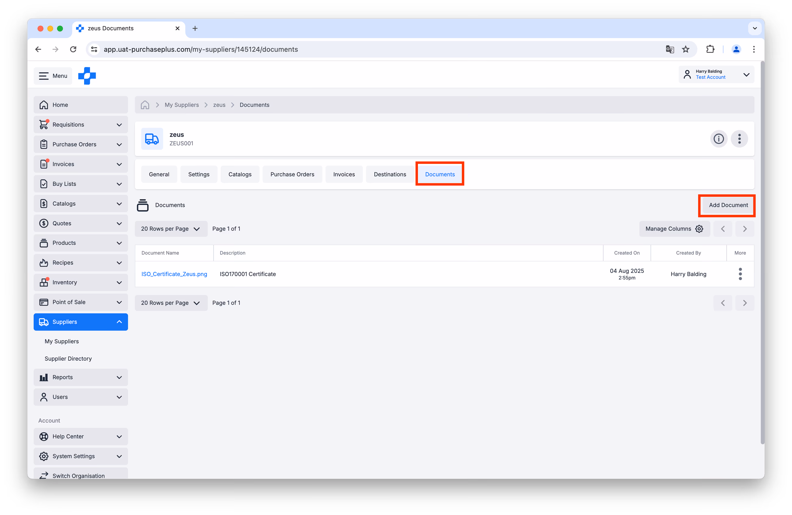 Viewing Supplier Documents as a Purchaser