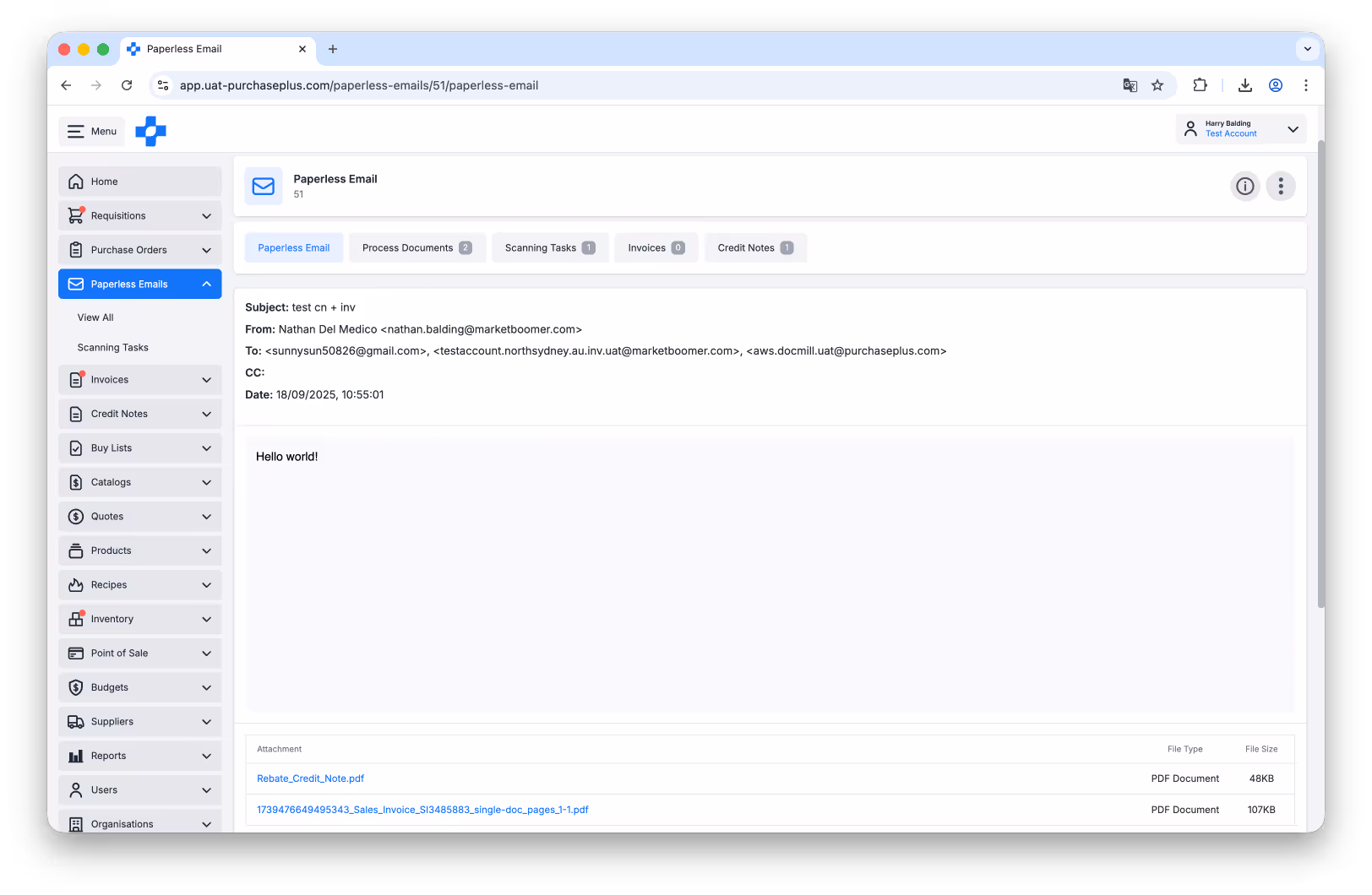 View a Paperless Email